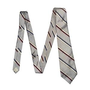 Christian Dior Silk Striped Silver Vintage Tie OS